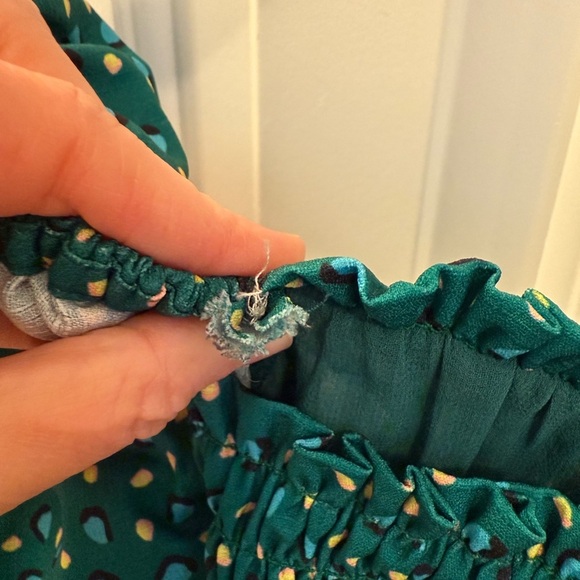 CROSBY by Mollie Burch Smocked Top with Puff Sleeves Size Small - Picture 5 of 10